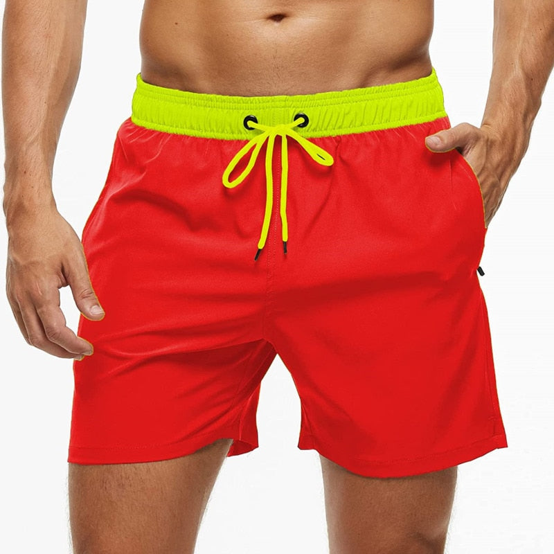 Fashion Beach Shorts Elastic Closure Men&#39;s Swim Trunks Quick Dry Beach Shorts With Zipper Pockets