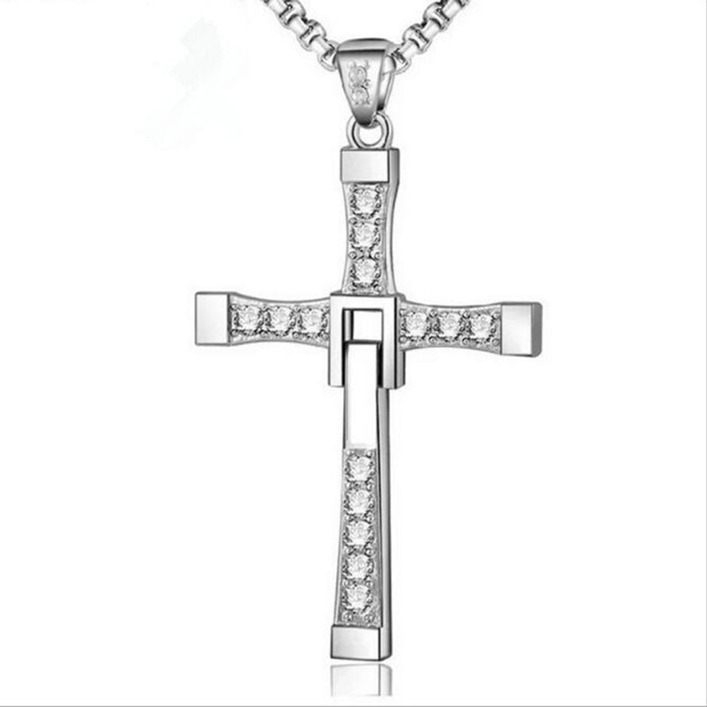 Cross Necklace Rhinestones Luxury Chain Dominic Toretto Stainless Steel Jewelry Accesories