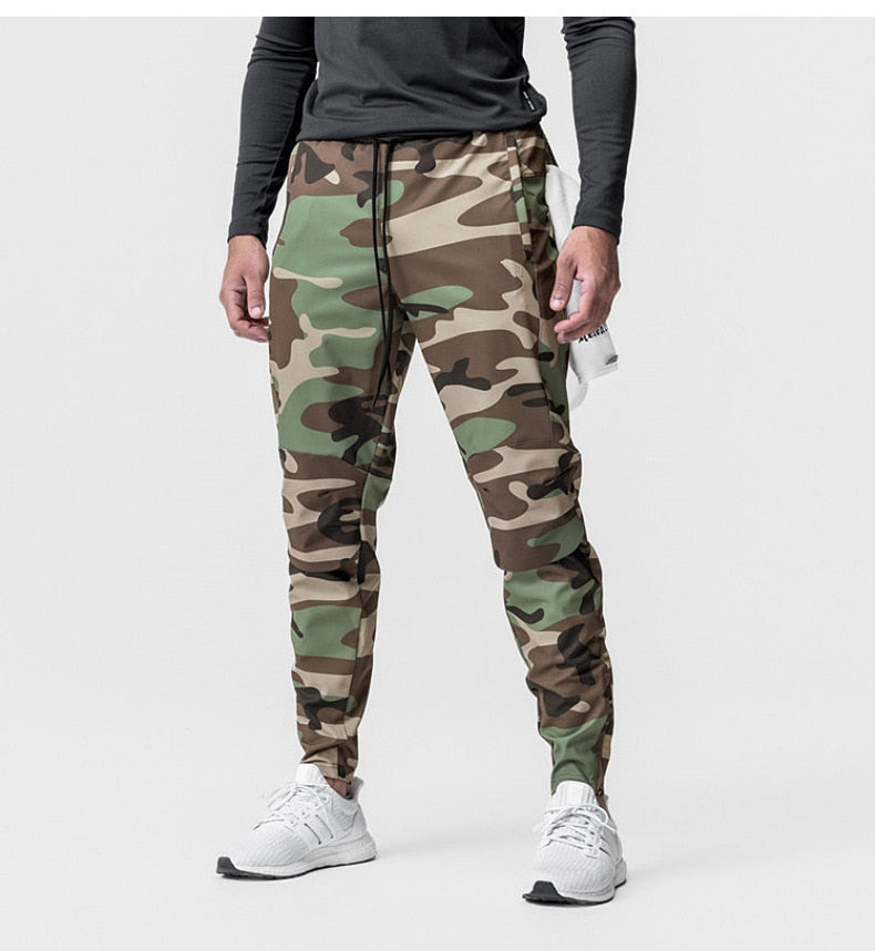 Men's Stretch Quick Dry Slim Slacks - Fashionable Camouflage Sports Pants for Gym Comfort, Fitness Training, and Workout