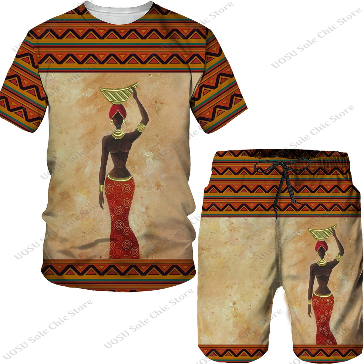 Man Summer Short Sleeve Africa Print Tees/Shorts/Suits Folk-custom T Shirt Shorts Tracksuit Set African Clothes for Men Oversize