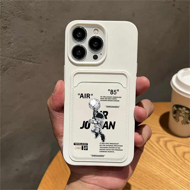 Ins Off AIR Sports Brand Sneaker Labels Wallet Card Phone Case For iPhone14 Pro Max 11 12 13 Pro XS XR 7 8Plus White Back cover