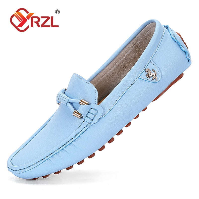 YRZL Leather Loafers for Men Handmade Moccasins Men Shoes Flats Casual Leather Shoes for Men Luxury Comfy Mens Loafers Size 47