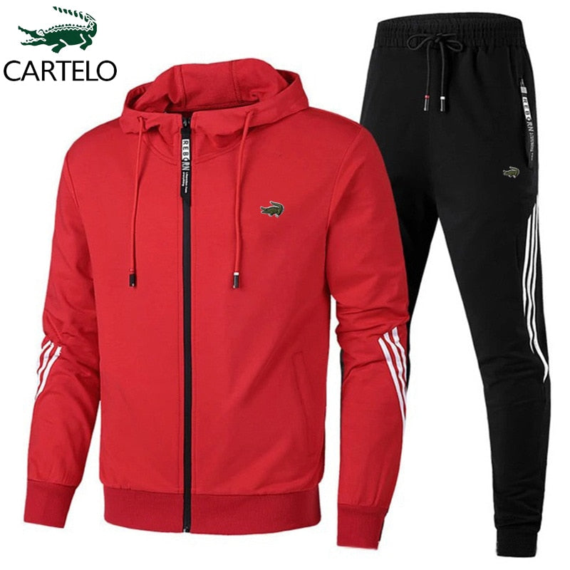 Men's Sportswear Set - Embroidered Hoodie and Sweatpants, a Two-Piece Set for Gym, Running, and Training. Stay Comfortable and Stylish with this Essential Sportswear Ensemble.