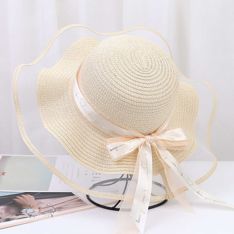 New summer floppy wide brim sun hat  Women Straw hat Cap Outdoor holiday Lady beach Casual floral Panama hat