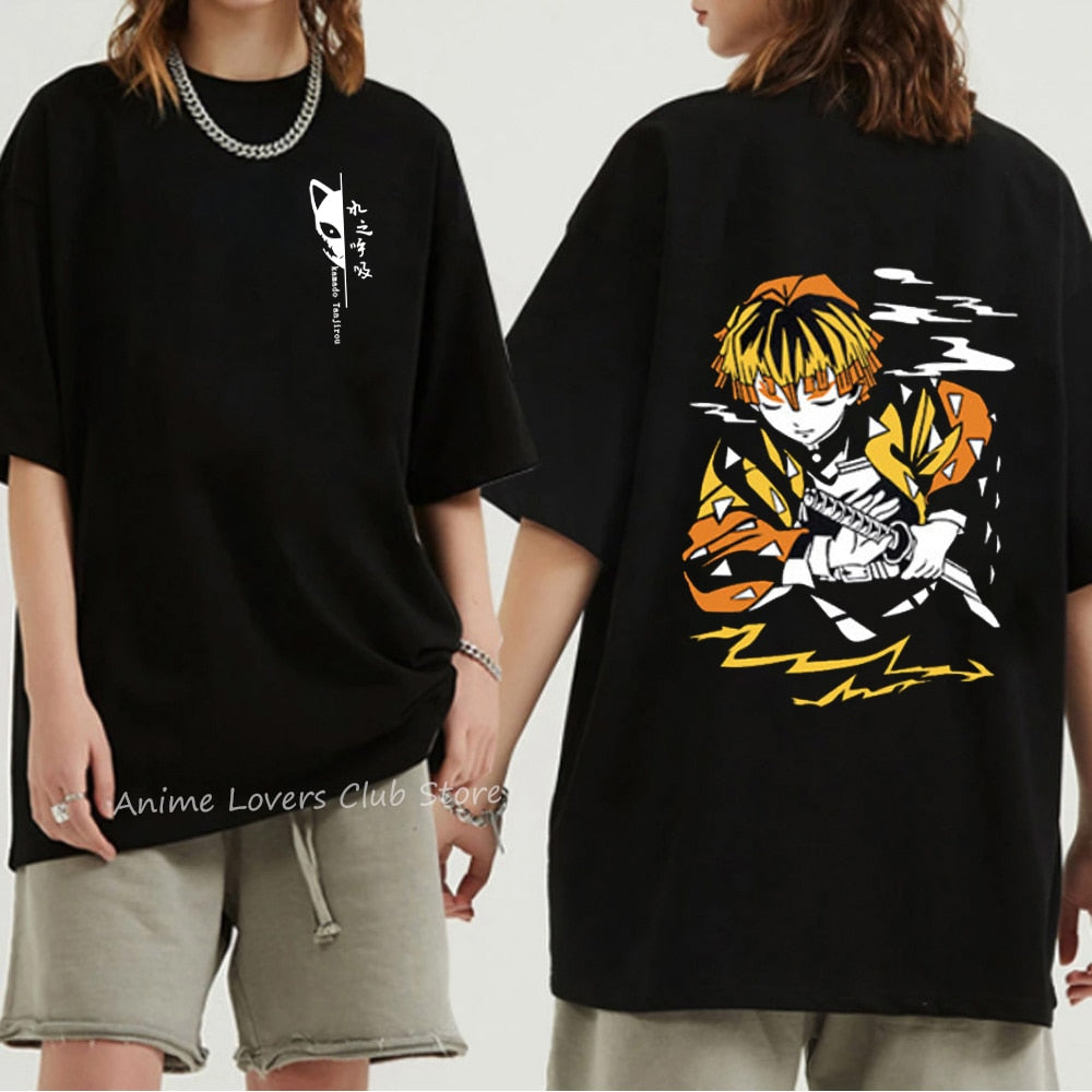 Unisex Demon Slayer T Shirt 100% Cotton T-Shirts Anime Print T-Shirt Rengoku Kyoujurou Nezuko Ninja Short Top Y2k Harajuku Tops