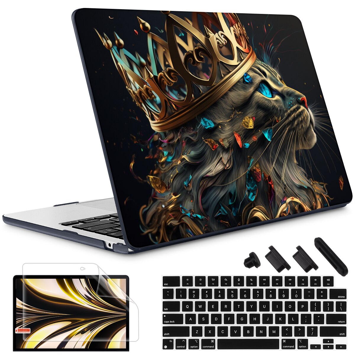 The Crown Cat Hard print case for MacBook Air Pro 13 14 16 M2 2022 2023 A2681 A2779 A2780 Retina 13.3 A1502 A2337 M1 2020 A2289