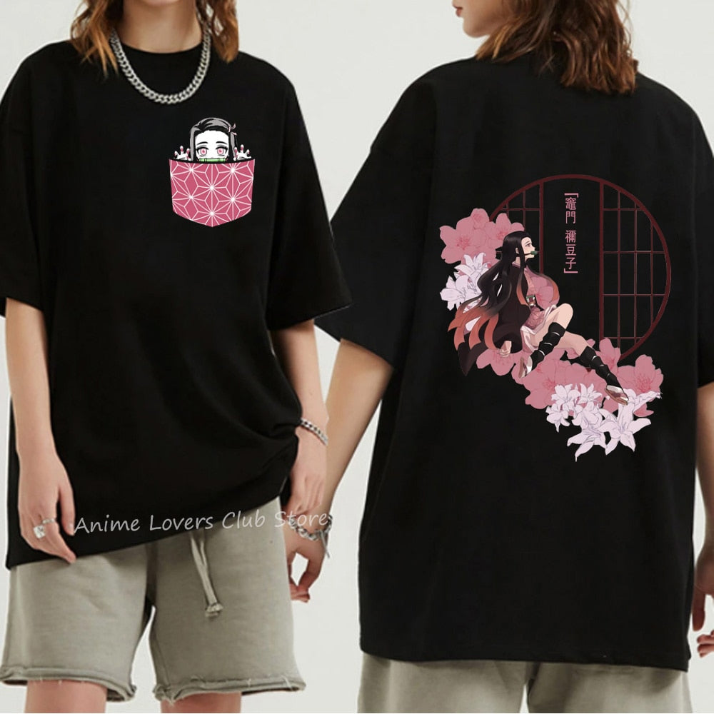 Unisex Demon Slayer T Shirt 100% Cotton T-Shirts Anime Print T-Shirt Rengoku Kyoujurou Nezuko Ninja Short Top Y2k Harajuku Tops