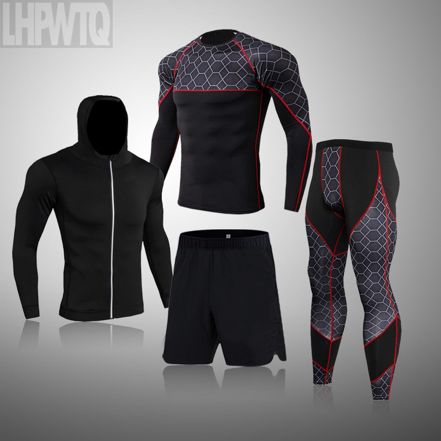 Men's Gym Tights Training Clothes Workout Jogging Sports Set Running Rashguard Tracksuit Compression Sportswear Suits For Men