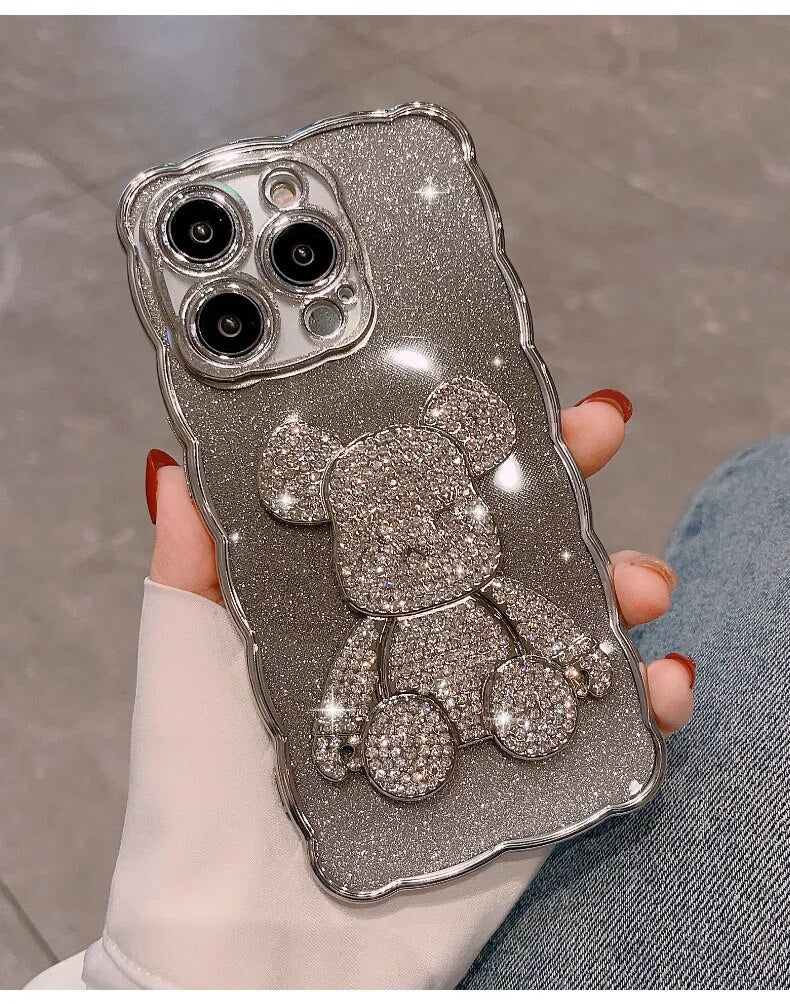 Bling Rhinestone for iPhone 11 14 12 13 Pro Max Case Glitter Diamond Cute Bear for iphone 14 13 8 7 SE XR Xs Max 14 Plus Cover