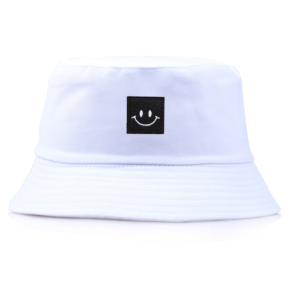 Fashion Women Bucket Hat New Candy Colors Smile Face Sun Hat Fishing Hat Fisherman Cap for Girls Men Travel Hip Hop Panama Hats