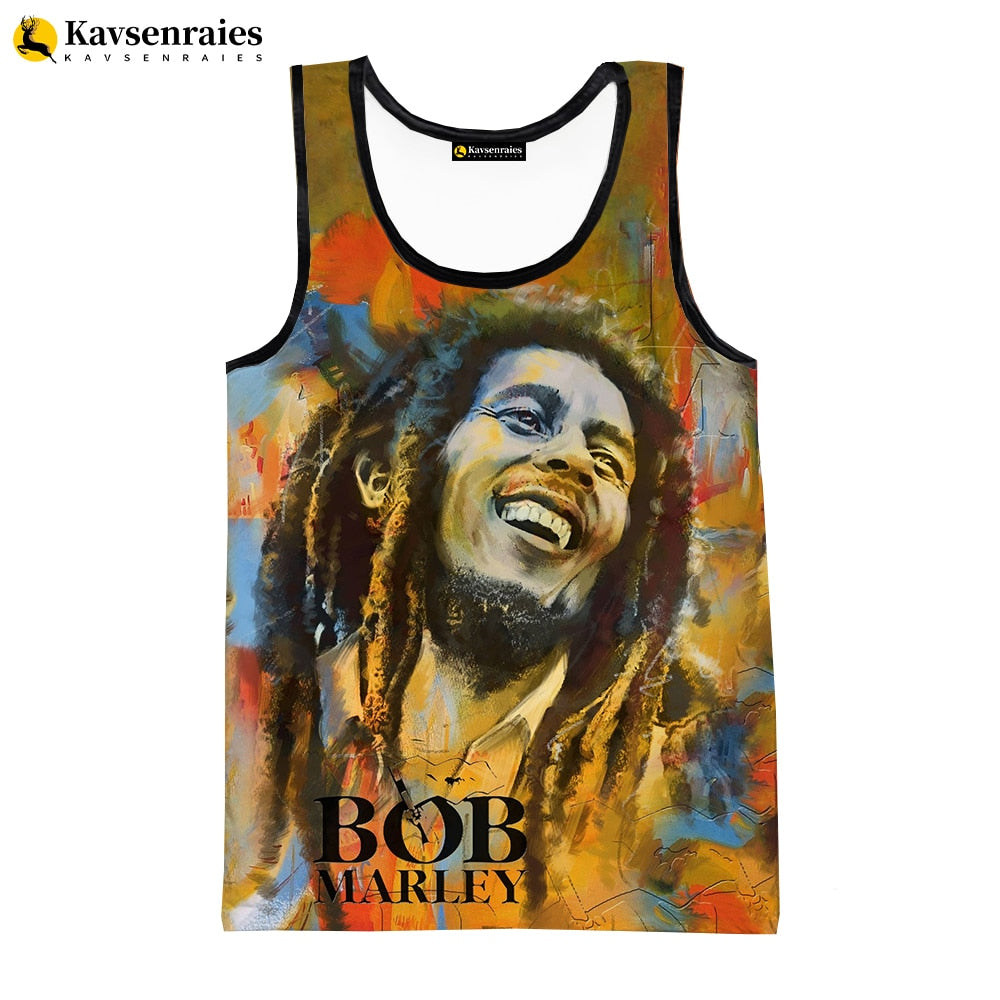 Bob Marley Vest New Fashion Summer Fitness Men Tank Tops Sleeveless Women Hip Hop Harajuku Streetwear Beach Undershirt