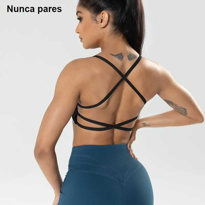 Seamless Female Underwear Scoop Neck Open Back Yoga Bra Sports Push Up Sexy Bras Gym Running Women's Crop Tops