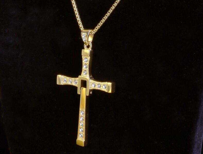 Cross Necklace Rhinestones Luxury Chain Dominic Toretto Stainless Steel Jewelry Accesories