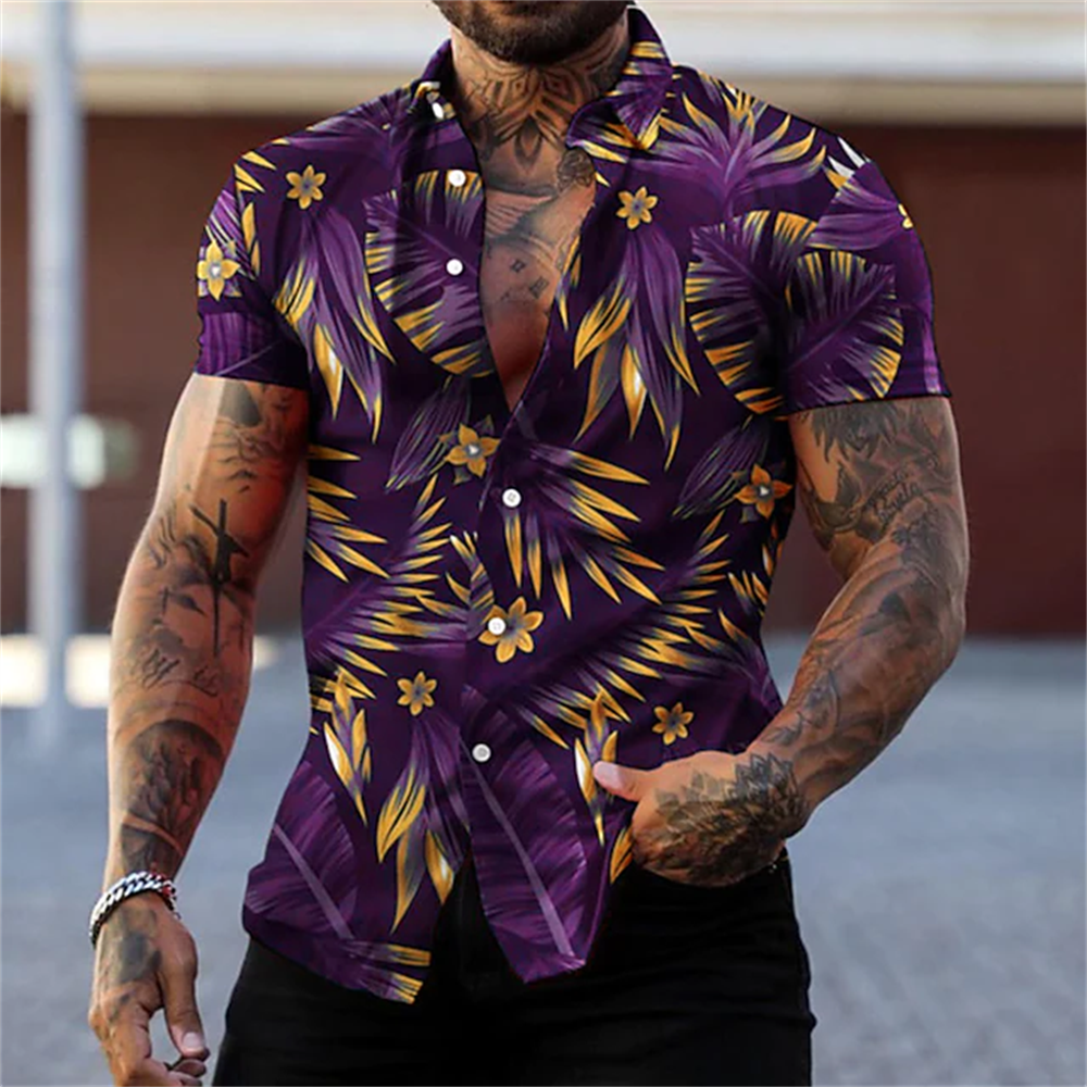 Hawaiian Shirt For Mens 2023 3D Print Short Sleeve Blouse Beach Holiday Top Tee Summer Oversized Men&#39;s Clothing Camisa Masculina