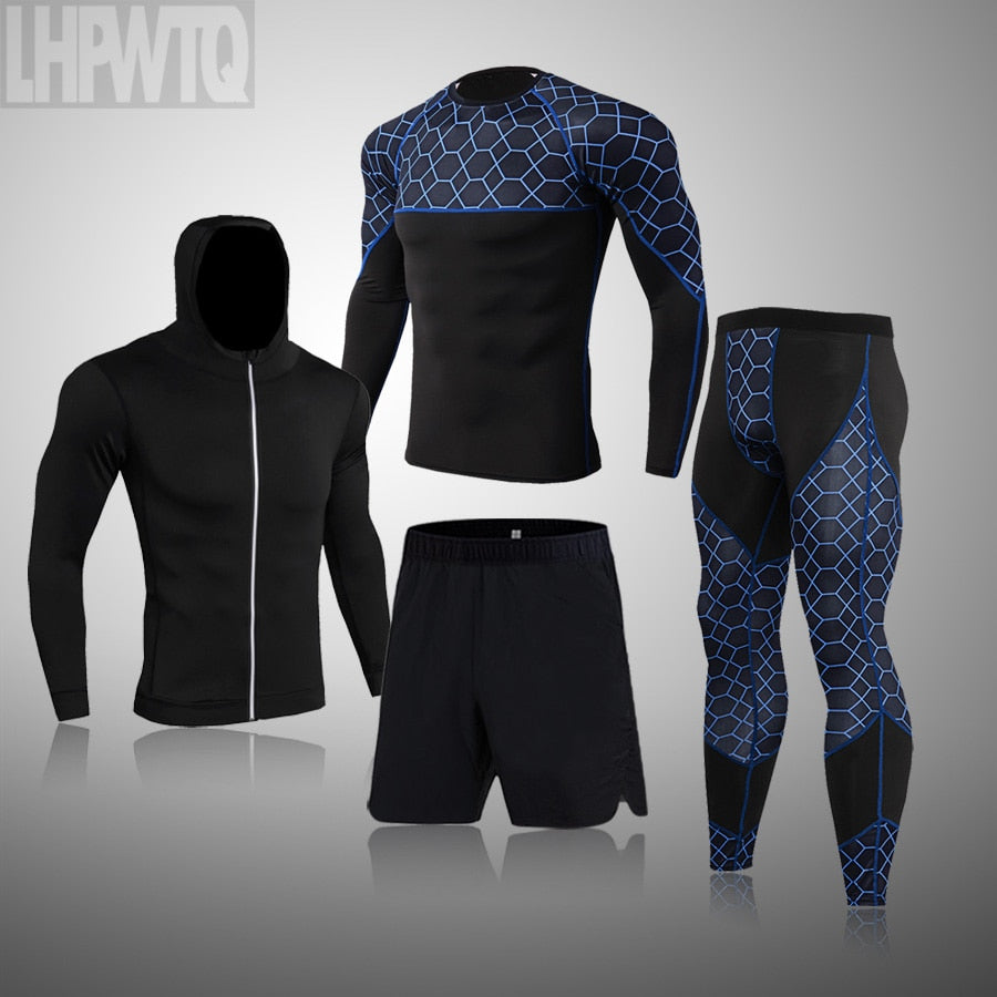 Men's Gym Tights Training Clothes Workout Jogging Sports Set Running Rashguard Tracksuit Compression Sportswear Suits For Men