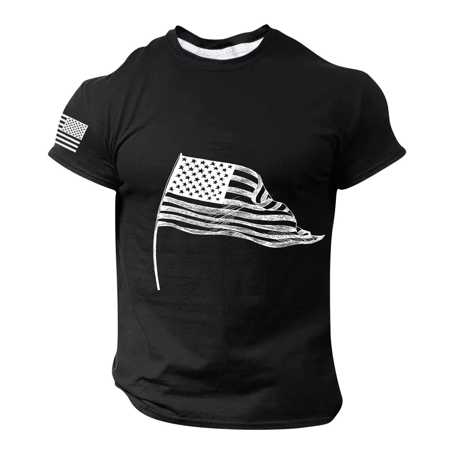 Gym Men&#39;s T-shirt 3d Print USA Flag T Shirt Oversized Casual Short-sleeved Summer Sportswear Men Clothing Tees Tops