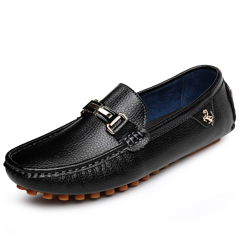 Men Loafers Soft Moccasins High Quality Spring Autumn Genuine Leather Shoes Men Flat Driving Shoes White Soft Folding Bean Shoes