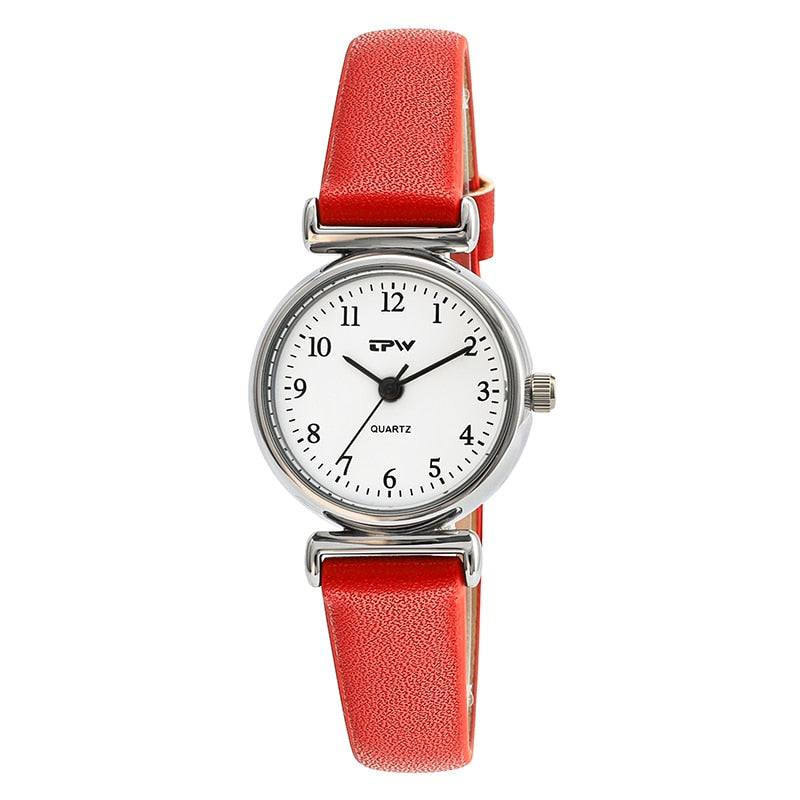 Mini Quartz Watch For Women Small Size 24mm Dial PU Leather Strap Minimalism