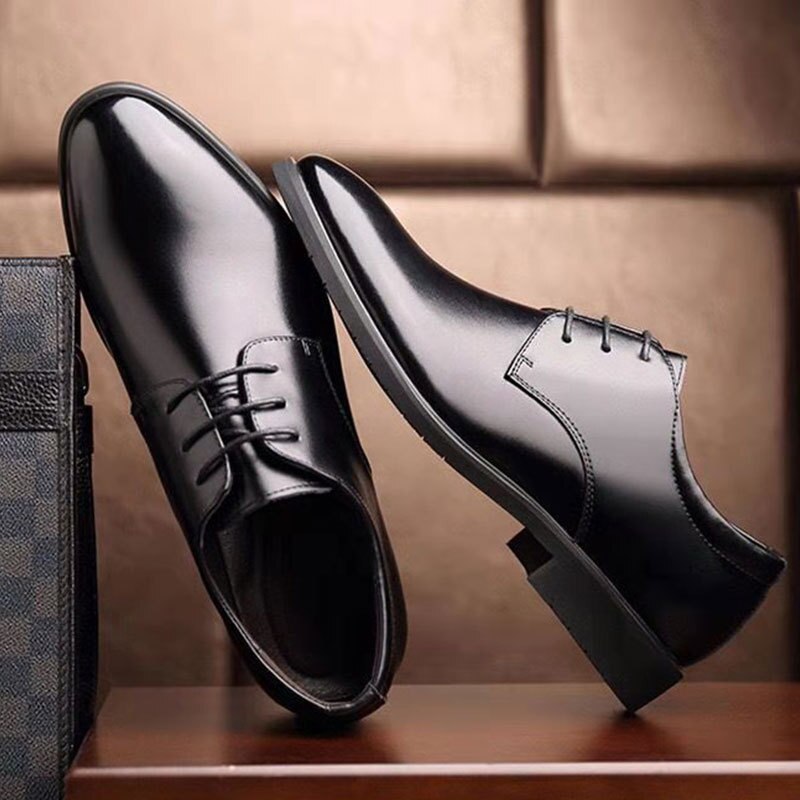 Breathable Leather Shoes Black Soft Leather Soft Bottom Spring And Autumn Best Man Men&#39;s Business Formal Wear Casual Shoe