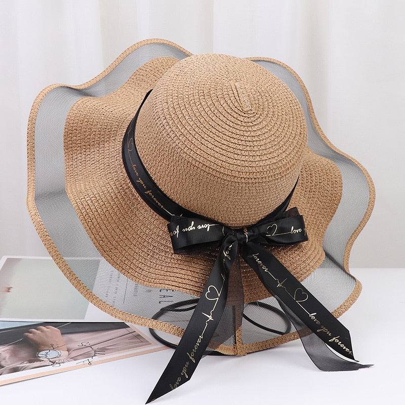 New summer floppy wide brim sun hat  Women Straw hat Cap Outdoor holiday Lady beach Casual floral Panama hat