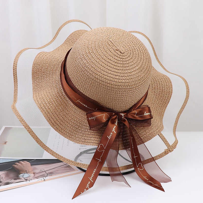 New summer floppy wide brim sun hat  Women Straw hat Cap Outdoor holiday Lady beach Casual floral Panama hat