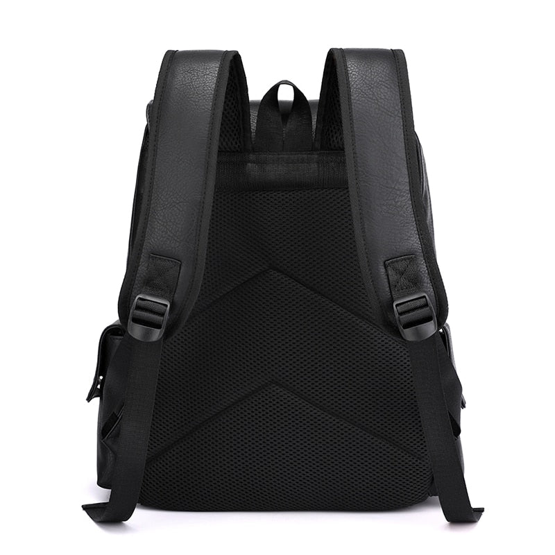 Men Backpack PU Leather Bagpack Large Laptop Backpacks Male Mochilas Black Schoolbag For Teenagers Boys Brown Sac A Dos