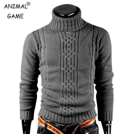 Winter Men's Warm Sweater Long Sleeve Turtleneck Sweater Retro Knitted Sweater Pullover Sweater