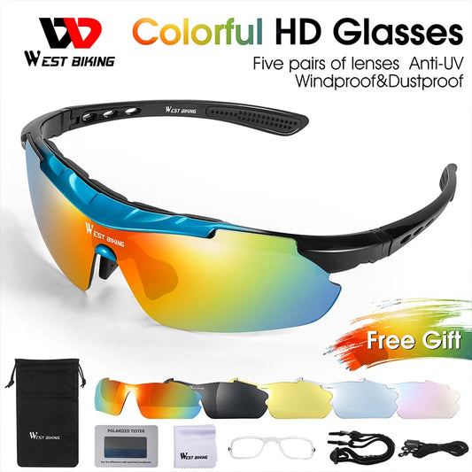 WEST BIKING Polarized Cycling Glasses UV400 Windproof MTB Road Bike Goggles Myopia Frame Men Women Sports Eyewear Sunglasses