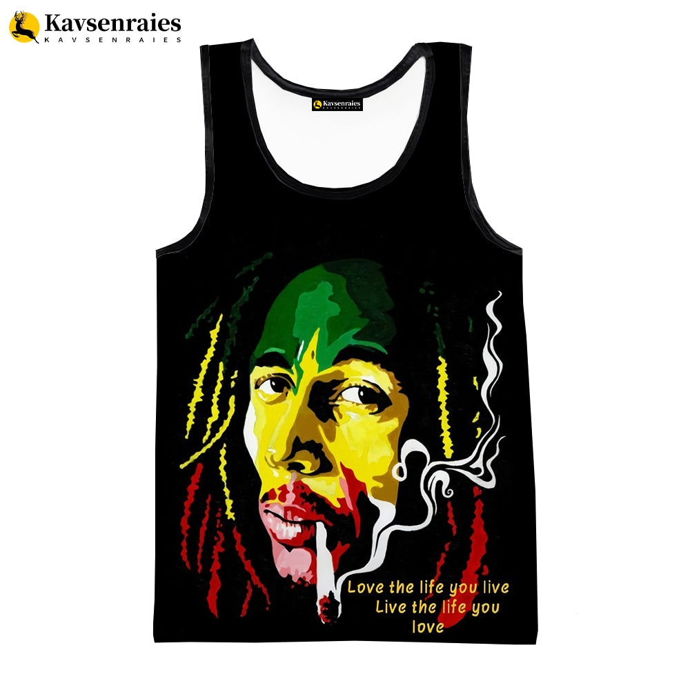 Bob Marley Vest New Fashion Summer Fitness Men Tank Tops Sleeveless Women Hip Hop Harajuku Streetwear Beach Undershirt