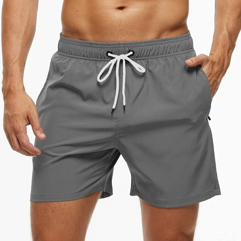 Fashion Beach Shorts Elastic Closure Men&#39;s Swim Trunks Quick Dry Beach Shorts With Zipper Pockets