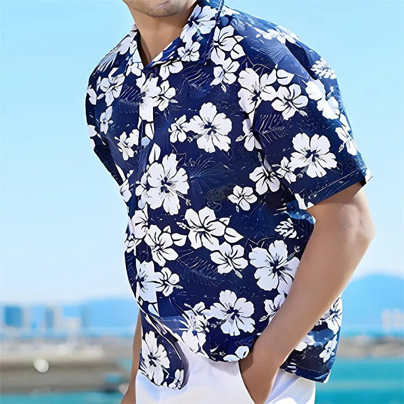 Hawaiian Shirt For Mens 2023 3D Print Short Sleeve Blouse Beach Holiday Top Tee Summer Oversized Men&#39;s Clothing Camisa Masculina