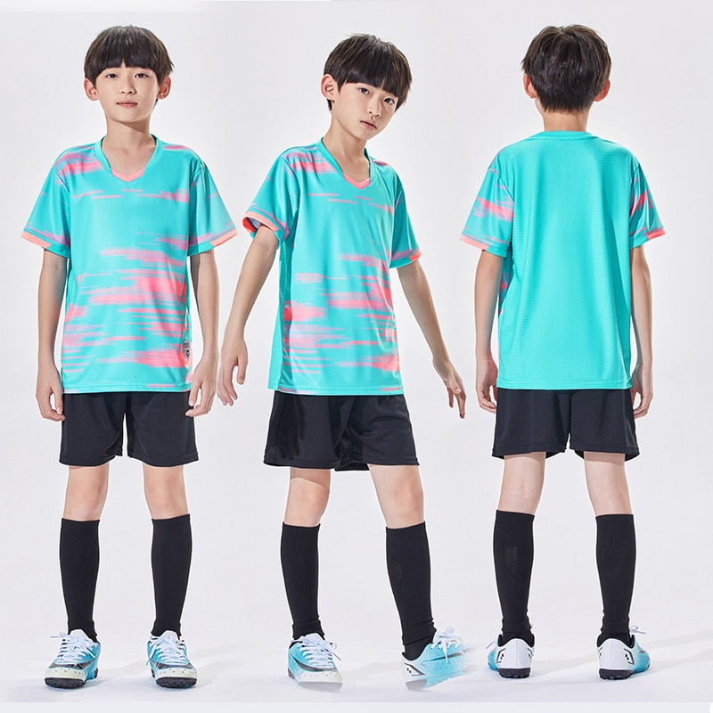 Wholesale Custom 100% Polyester Cheap Children&#39;s Soccer Jerseys Breathable Football Jersey Sets Soccer Uniform Set For Kids Y305