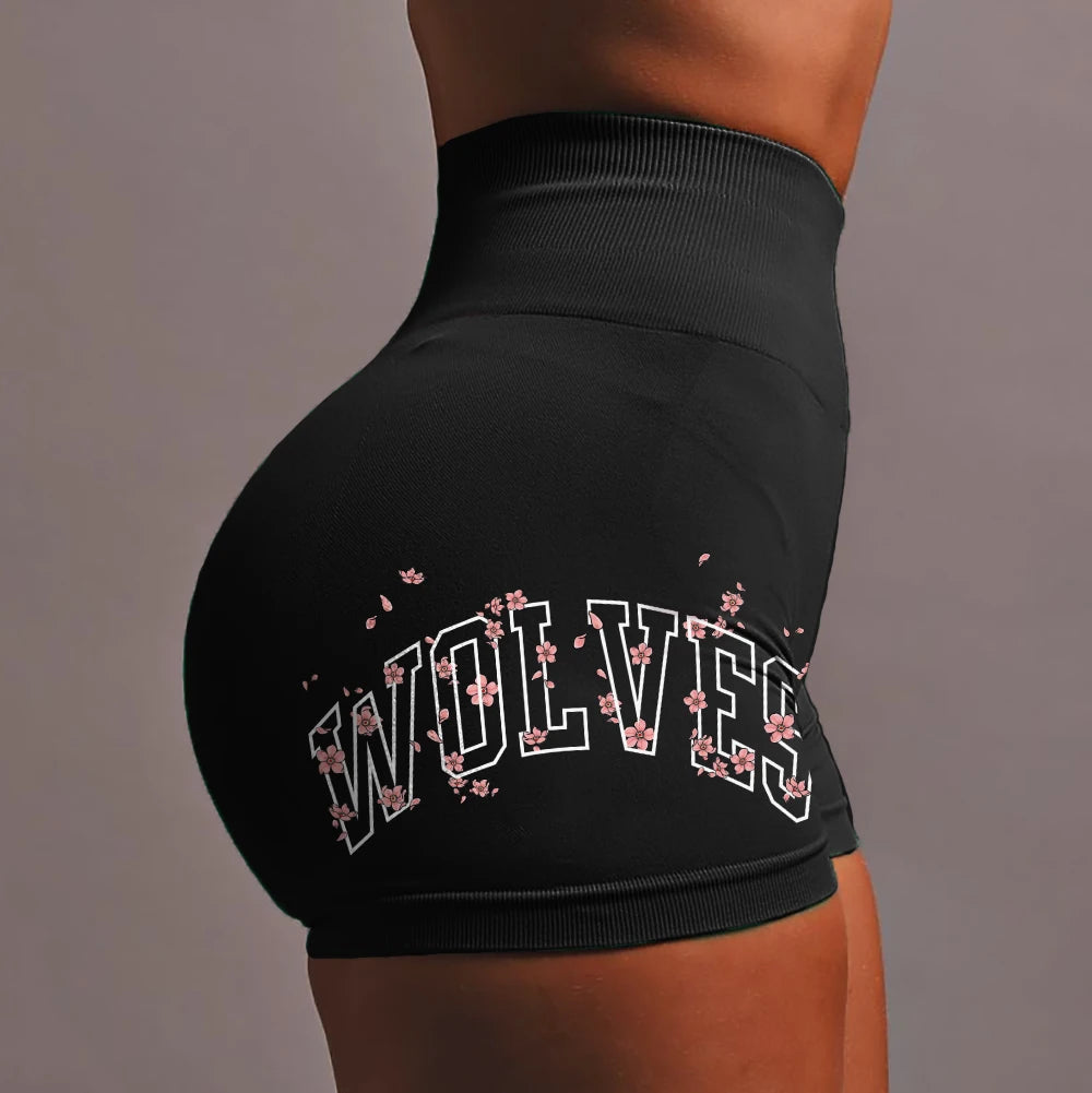 She Darc Sport Shorts Fashion Gym Pants Push Up New Style Wolf Head Fitness Female Skinny Bottom Running Yoga Sexy Tight Shorts