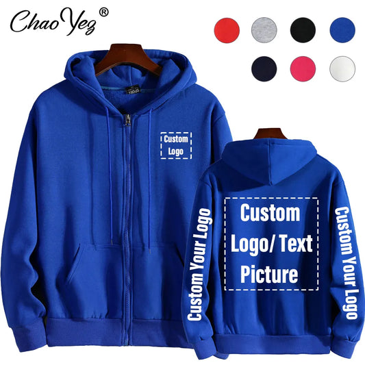 Your Own Design Brand Logo/Picture Personalized Custom Men Women Text DIY Zip Hoodies Sweatshirt Casual Hoody Clothing Fashion