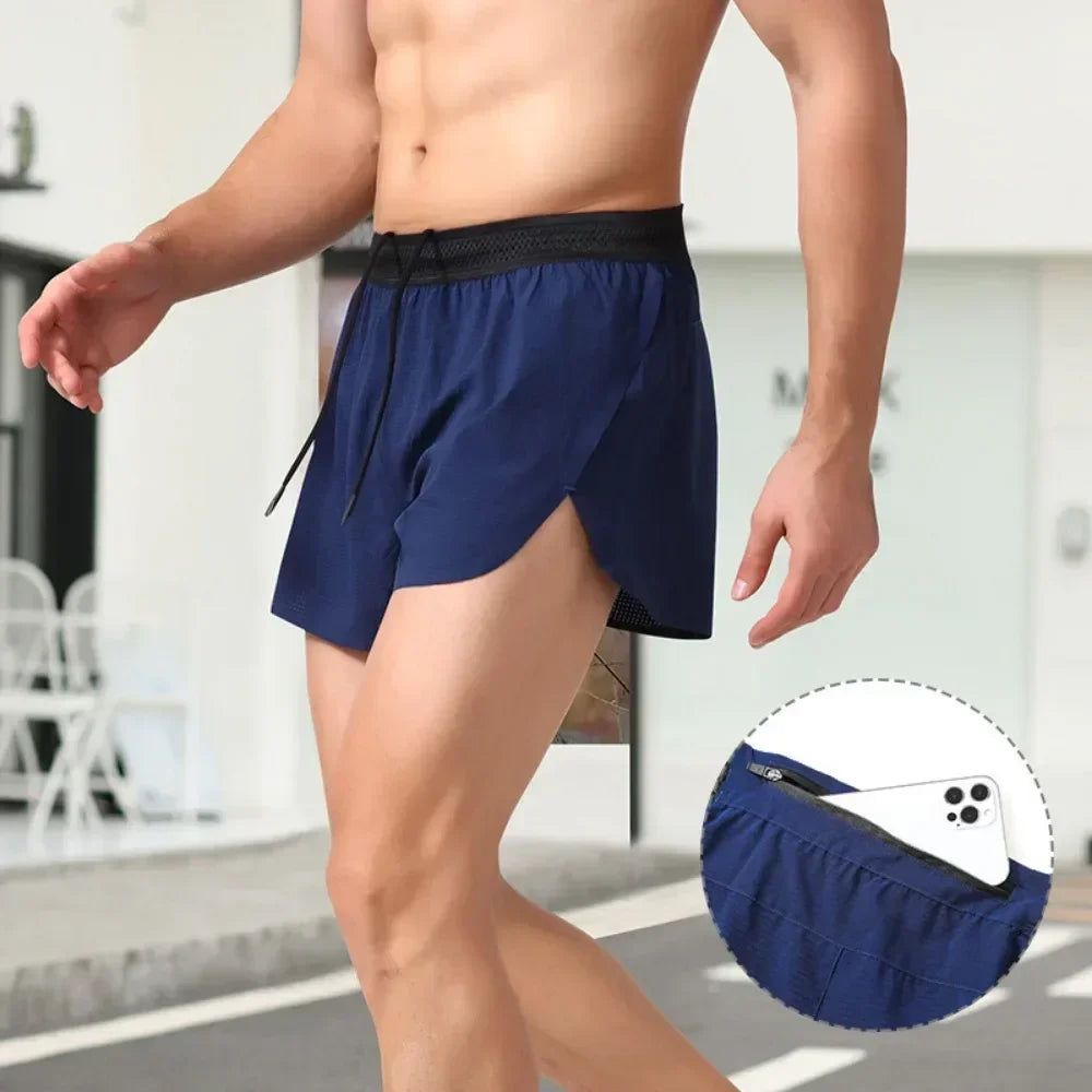 Sports shorts Men's summer anti-wear marathon running training shorts Loose fitness racing quick dry three-quarter pants