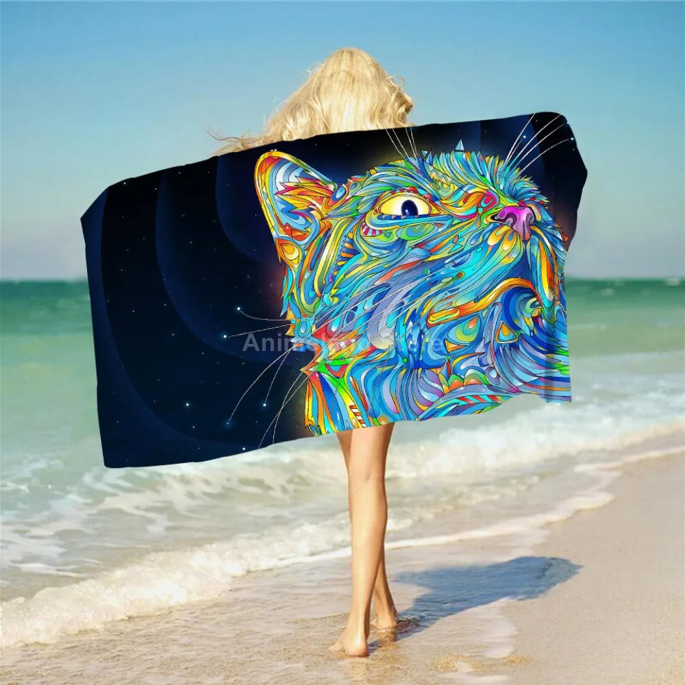 Custom 3D Bath Beach Towel Polyester Square Funny Picture Customization Microfiber Outdoor Living Room Home Decor Swimming Gifts