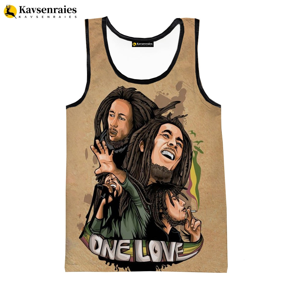 Bob Marley Vest New Fashion Summer Fitness Men Tank Tops Sleeveless Women Hip Hop Harajuku Streetwear Beach Undershirt