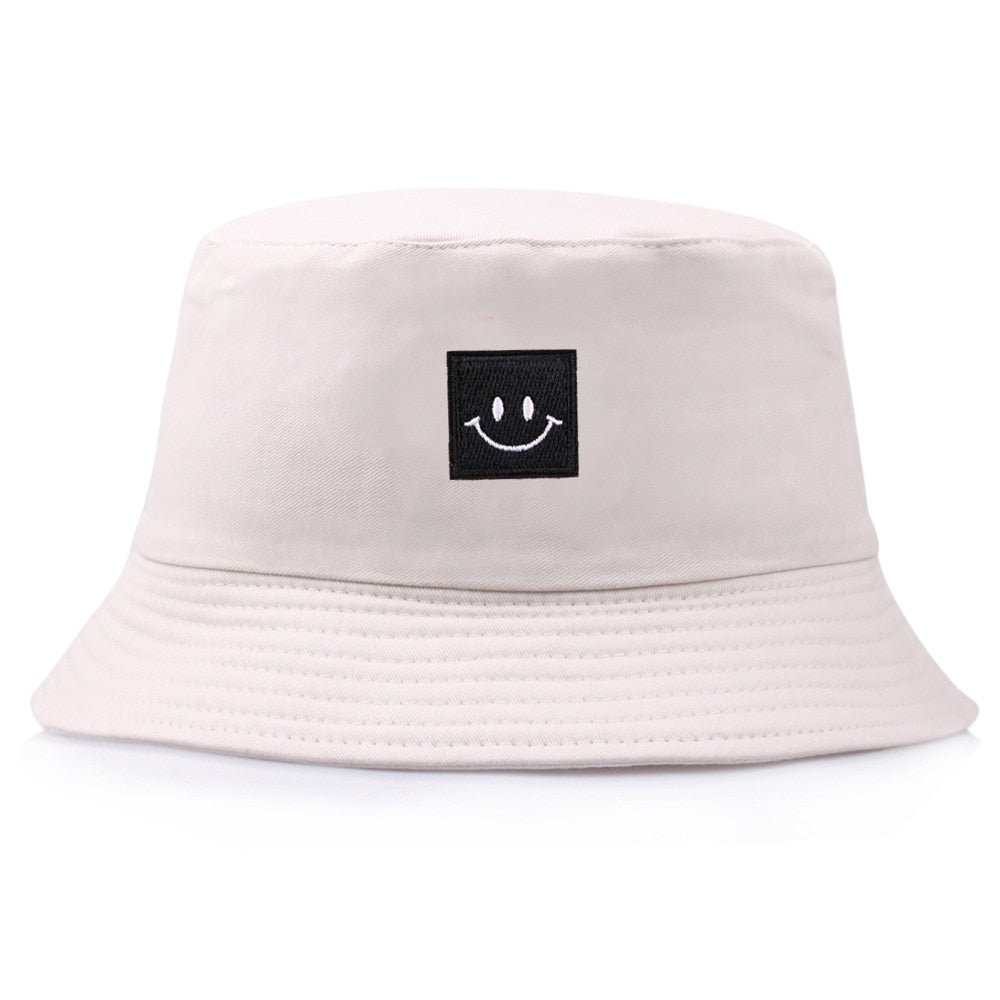 Fashion Women Bucket Hat New Candy Colors Smile Face Sun Hat Fishing Hat Fisherman Cap for Girls Men Travel Hip Hop Panama Hats