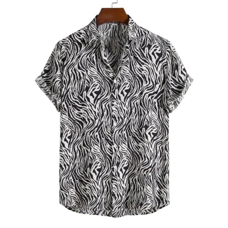 Leopard Hawaiian Sexy Floral Male Camisa Slim Fit Short Sleeve Party Beach Casual Men's Shirts For Man Clothing Social Retro