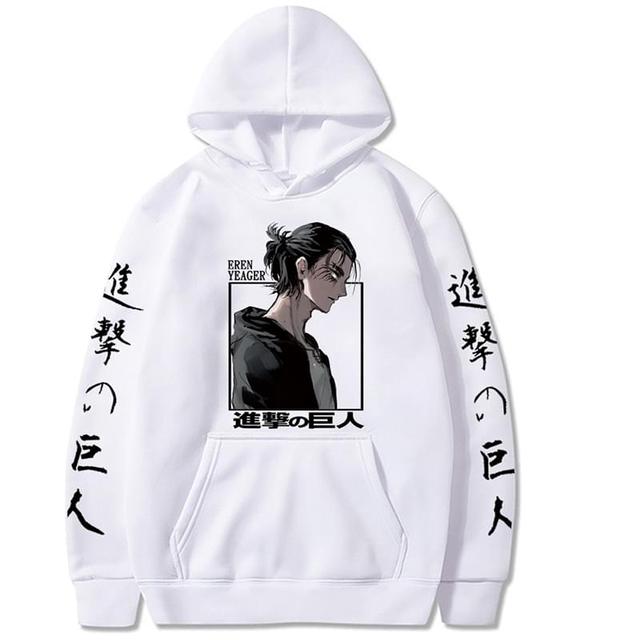 Attack on Titan Hoodies Eren Yeager Anime Print Hoodie Long Sleeve Loose Hip Hop Sweatshirt Men Streetwear Oversized Hoody Tops