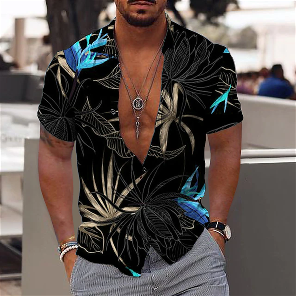 Hawaiian Shirt For Mens 2023 3D Print Short Sleeve Blouse Beach Holiday Top Tee Summer Oversized Men&#39;s Clothing Camisa Masculina