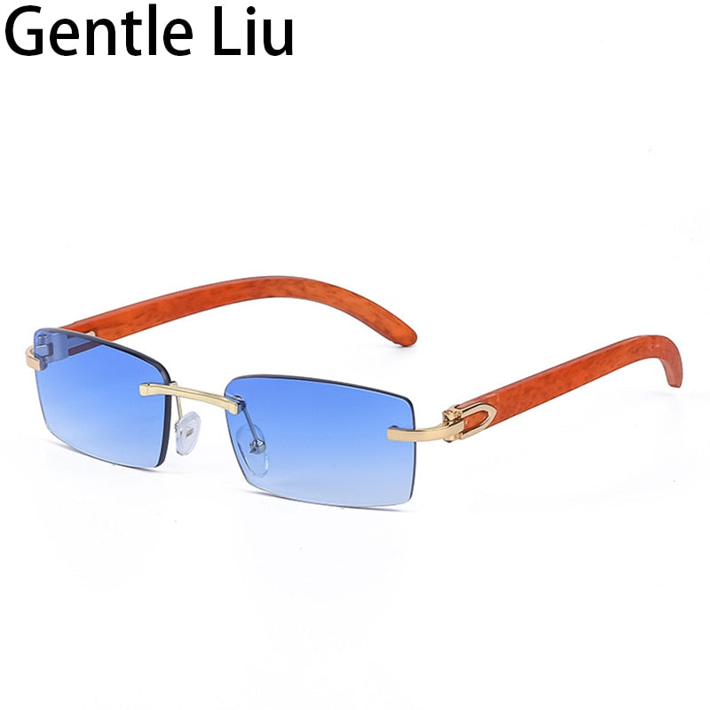 Punk Rimless Rectangle Sunglasses Men 2022 Fashion Vintage Trendy Small Square Sun Glasses for Male Frameless Eyewear UV400