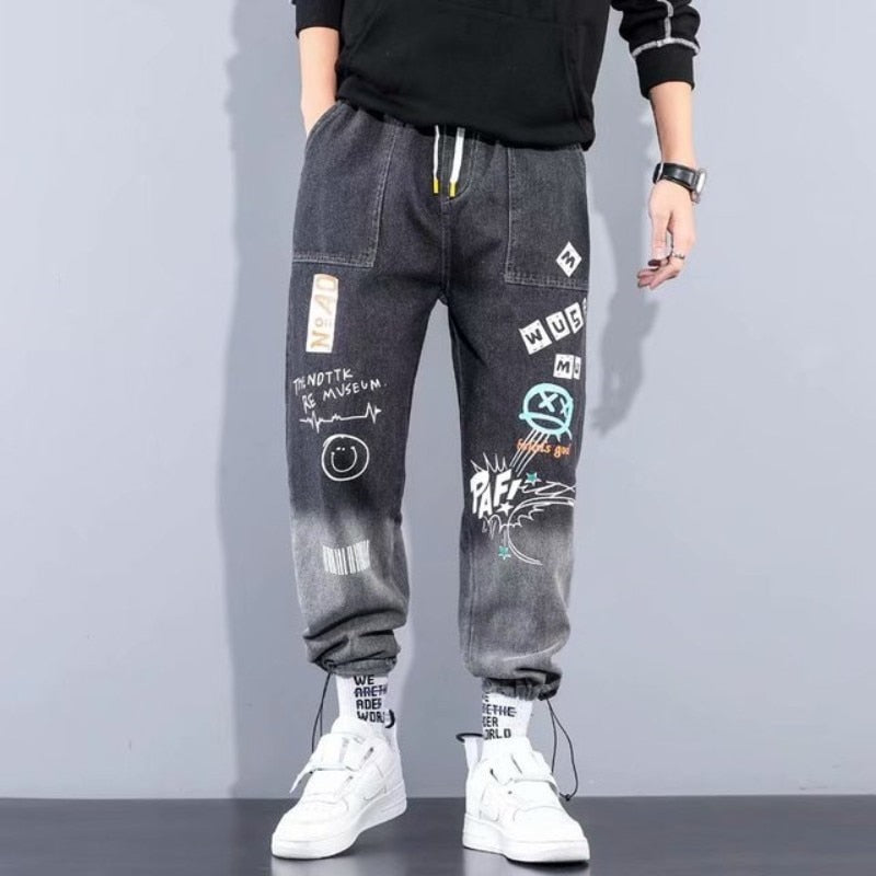 Men's Cargo Pants - Fashionable Elastic Hip Hop Jeans, Trendy Streetwear Joggers with Casual Comfort