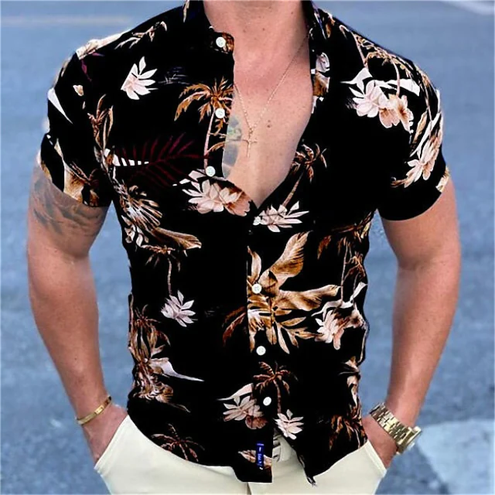 Hawaiian Shirt For Mens 2023 3D Print Short Sleeve Blouse Beach Holiday Top Tee Summer Oversized Men&#39;s Clothing Camisa Masculina