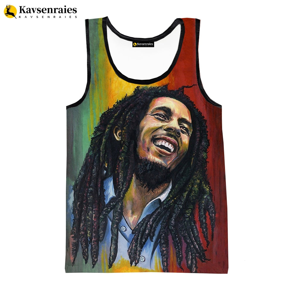 Bob Marley Vest New Fashion Summer Fitness Men Tank Tops Sleeveless Women Hip Hop Harajuku Streetwear Beach Undershirt