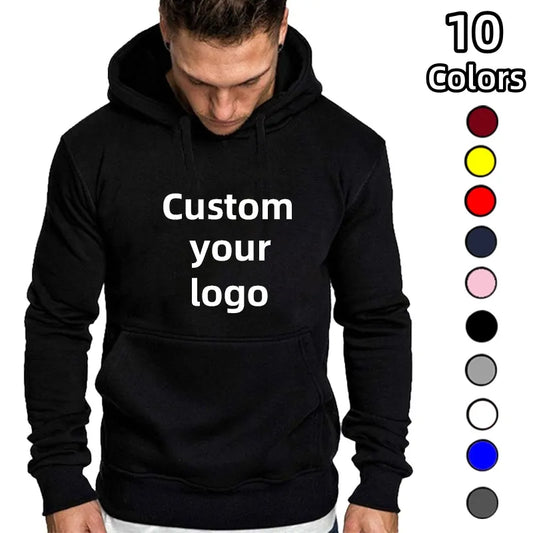 Men and Women DIY Printed Hooded Sweatshirt Loose Pullover  Spring Autumn Winter Cotton Customize your logo Hoodie (S-4XL)