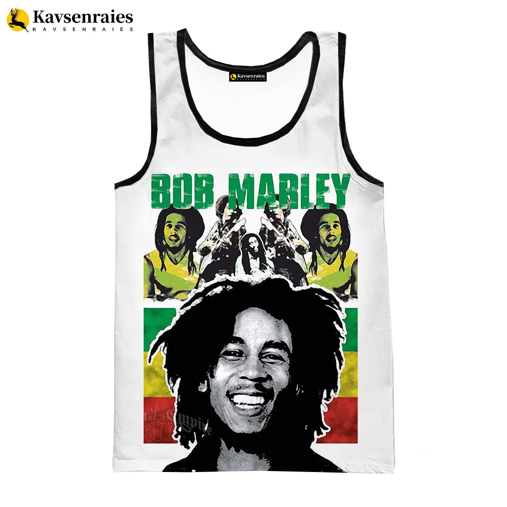 Bob Marley Vest New Fashion Summer Fitness Men Tank Tops Sleeveless Women Hip Hop Harajuku Streetwear Beach Undershirt