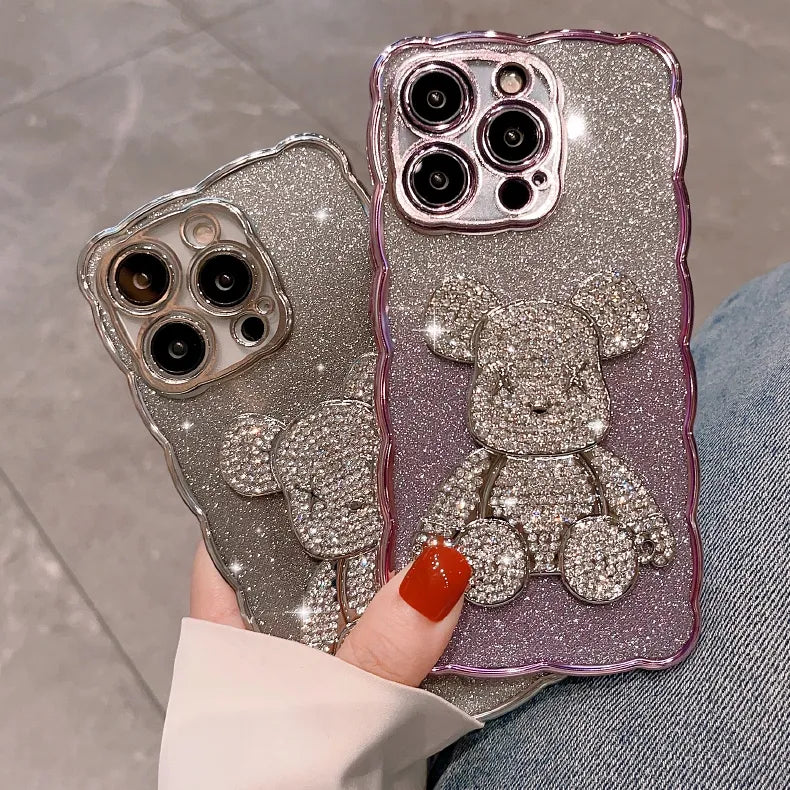 Bling Rhinestone for iPhone 11 14 12 13 Pro Max Case Glitter Diamond Cute Bear for iphone 14 13 8 7 SE XR Xs Max 14 Plus Cover