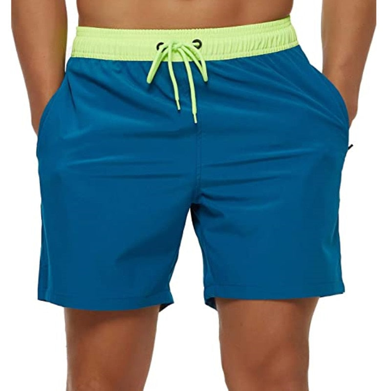 Fashion Beach Shorts Elastic Closure Men&#39;s Swim Trunks Quick Dry Beach Shorts With Zipper Pockets