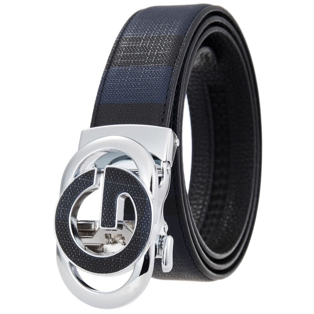 New Men's Waistband Automatic Buckle Pattern Leather Belt Spot LY336-25060-5 Top Quality Luxury Brand Men Belt